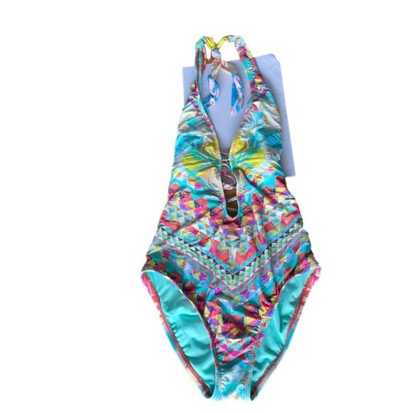 Bar III | Swimwear | One-Piece Tribal Print Halter Top Swimsuit | Cutout | Small - Picture 9 of 9
